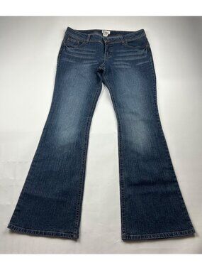 LONG Kohl's SO Dark Wash Stretch Denim Low RIse Flare Jeans 13